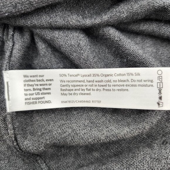 EILEEN FISHER Belted Gray Open Cardigan Tencel Organic Cotton Silk Slits - Picture 8 of 8